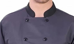 Veste de chef pour homme gris foncé à manches longues en polyester, fermeture boutonnée tissée, uniforme de restaurant, best-seller - Product Image 2