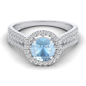 Anillos de Compromiso REYES de Lujo para Mujer con Piedra Preciosa de Aguamarina en Oro Rosa Sólido de 14K y 18K, Joyería Fina con Diamantes para Boda - Product Image 5