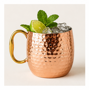 Tendances en matière de vaisselle durable : Mugs en cuivre martelé avec logo personnalisé et poignée ergonomique, vente en gros de tasses écologiques pour Moscow Mule - Product Image 6
