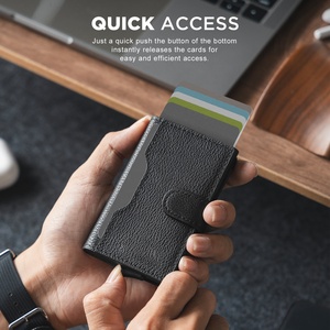 TILONSTAR TVC207P Billeteras Para Hombre Anti-RFID Pop up <b>Wallet</b> Metal Aluminum Business Card Case Genuine Leather Card <b>Holder</b> - Product Image 2