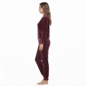 Chándal de terciopelo con cremallera para mujer, informal, 100% algodón, forro polar, ropa de calle de invierno, chándal de terciopelo de corte regular para mujer - Product Image 5