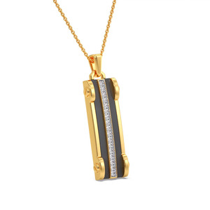 Collier pendentif diamant avec accent en émail noir rigide - Product Image 3