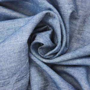 Chemise décontractée pour homme à manches longues, aspect denim, en coton, boutonnée, pour le travail, bleu uni, en chambray léger, vente en gros - Product Image 2