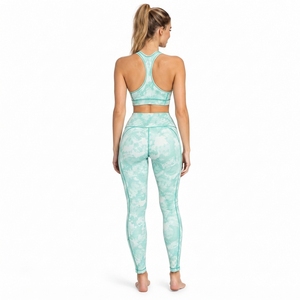 Wholesale <b>Women</b> Yoga Set 2 Piece Bra & <b>Leggings</b> <b>Women's</b> Workout Wear Quick Dry Compression Bra & Breathable <b>Leggings</b> Set - Product Image 4