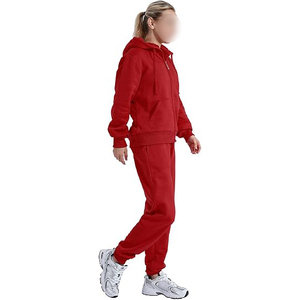 Chándal Deportivo para Mujer, Color Sólido, con Capucha, Grueso, Ecológico, con Cremallera Completa, Bolsillos Laterales, Informal, Transpirable para Invierno - Product Image 2