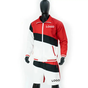 Conjunto Deportivo de Dos Piezas para Hombre, Chaqueta Cortavientos y Pantalones Cortos de Nylon Estampado, para Correr en Otoño - Product Image 5