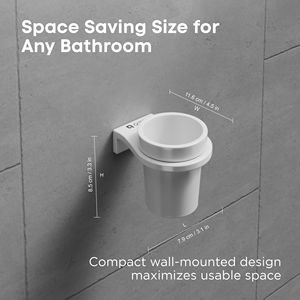 Verre à eau rond professionnel avec support mural chromé pour salles de bain d'hôtels commerciaux et suites d'hôtes d'hôtellerie - Product Image 1