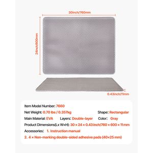 Tappetino per Lettiera per Gatti Honeyco 30 X 24 Pollici XL, Doppio Strato in PVC Antiscivolo e Impermeabile, Tappetini Raccogli Lettiera per Gatti da Interno - Product Image 4