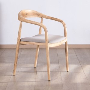 Juego de 2 sillas de comedor Vandana Urban Form de acacia con asientos de tela beige Vogue. - Product Image 4