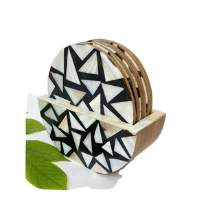 Posavasos de nácar hechos a mano de lujo, juego de posavasos de estilo clásico con incrustaciones personalizadas, alfombrillas decorativas para té y jugo para uso en fiestas de Hotel en casa - Product Image 3