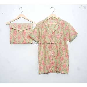 Conjunto de Pijama de 3 Piezas de Algodón Ligero de Alta Calidad para Mujer, Manga Corta, Secado Rápido, Transpirable, Ropa de Playa para Verano - Product Image 4