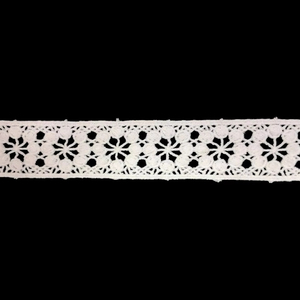 Cinta de Encaje Floral de Algodón Blanco de Alta Calidad con Adornos de Estrellas Vintage para Decoración de Bodas y Embellecimiento de Prendas - Product Image 1