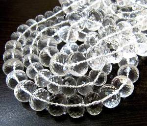 Perles en cristal de roche naturel, micro-facettées, taille 9 à 14 mm, brins gradués de 8 pouces - Product Image 6
