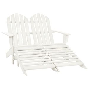 Sedia Adirondack a 2 posti e mobili da giardino in legno di abete in stile bianco - Product Image 1