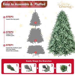 Albero di Natale Artificiale Abete Blu Floccato 180 cm con Punte in PE/PVC, Base in Metallo e Rami Pieghevoli per Decorazioni Casa e Feste - Product Image 3