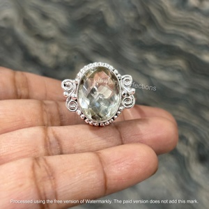 Anillos de Amatista Verde Natural Hechos a Mano con Baño de Plata sobre Latón para Mujer, Venta al Por Mayor para Fiestas, Precio de Fábrica, Joyería de Alta Calidad - Product Image 1