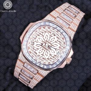 Montre de luxe pour homme Charm Jewels en or rose, boîtier de 40 mm, cristal saphir, mouvement mécanique analogique, résistance à l'eau 10 bars, acier inoxydable - Product Image 1