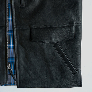 เสื้อกั๊กหนังสีดำสำหรับขี่มอเตอร์ไซค์คุณภาพสูงสำหรับผู้ชายไซส์ใหญ่ ปี 2026 ระบายอากาศได้ดี กันน้ำ ป้องกันรังสียูวี ผลิตตามสั่ง TOPEAK SPORTS - Product Image 4