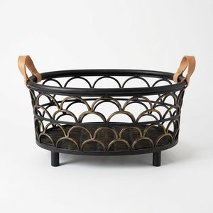 Handmade 54 cm Black Antique Brass Iron Wire Basket Scallop Oval <b>Log</b> Format for Home Decor Hotel Wedding-Kamaan - Product Image 6