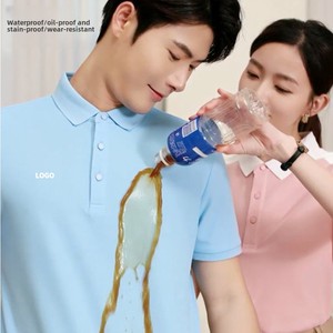Camisas de Golf Personalizadas de Manga Corta para Hombre, Tejidas, 210g, Algodón Poliéster, Hidrófugas, Impermeables, Antiincrustantes, Resistentes a la Grasa, con Cuello - Product Image 3