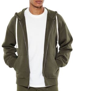 Sweat à capuche zippé surdimensionné en coton épais 100 % avec logo personnalisé, coupe ample et épaules tombantes pour homme – En promotion - Product Image 6