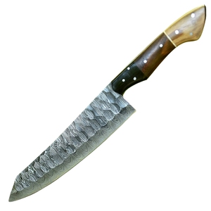 Cuchillo de Chef Ambidiestro Hecho a Mano de Acero de Damasco, 5 Pulgadas, Mango de Madera, Apto para Lavavajillas, Regalo Perfecto para - Product Image 1