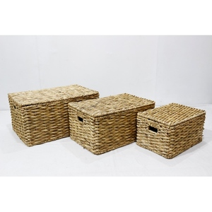 Artex Dong Thap - Juego de 3 Cajas de Almacenamiento Rectangulares de 2 Niveles, Hechas a Mano con Hierba Marina, Ecológicas, Minimalistas, con Tapa y Asa, Organizador para el Hogar - Product Image 3