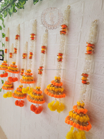 Bunga Artifisial Marigold Mogra Pom Pom Bells String Buatan Tangan 2ft untuk Perayaan Wisuda Pernikahan Thanksgiving Hari Valentine Dekorasi Rumah