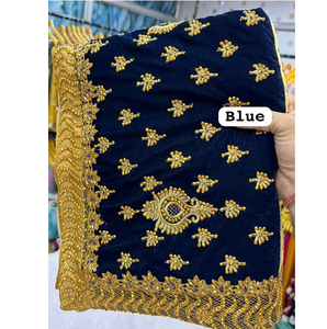 Sari en velours avec chemisier en soie Malai, bordure richement brodée, tenue de fête traditionnelle pour femmes, sari de mariage - Product Image 6