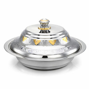 Marmite chaude en relief pour le déjeuner ou le dîner au prix le plus bas martelé couleur argent et Or design étoile - Product Image 1