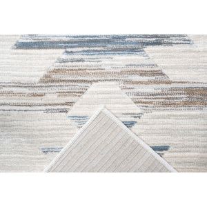 Eno Gamela Alfombra de viscosa en azul marrón chocolate cobre gris marfil y blanco-Juego de 6 - Product Image 4