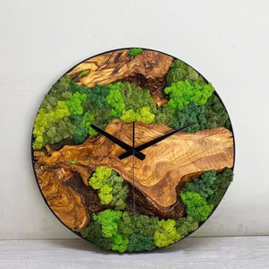 Rustic Wood Wall <b>Clock</b> - Unique Modern Live Edge Teak Dial with <b>Large</b> Black Metal Frame, Silent Non-Ticking Living Room Decor - Product Image 4