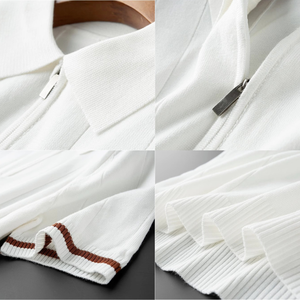 Polo en soie glacée pour homme, personnalisable avec logo, demi-fermeture éclair, en polyester tricoté, col formel, manches courtes, vente en gros - Product Image 3