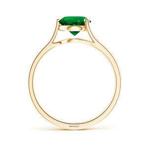 Anillo Solitario con Gema Verde Redonda para Mujer, Diseño Único con Corte en Espiga, Joyería Fina en Oro de 10K, 14K, 18K y Plata 925, 935 - Product Image 3
