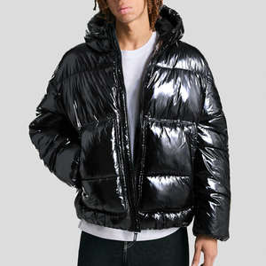 Dernière Veste Puffer Homme à Capuche Brillante avec Logo Personnalisé, 100% Polyamide, Légère, Coupe-Vent, Hiver, Extérieur, Type Doudoune - Product Image 1