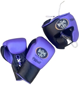 No Boxing No Life - Juego de guantes y protectores de boxeo, color morado y negro, con cordones, para entrenamiento de sparring, para adultos, de cuero transpirable - Product Image 2
