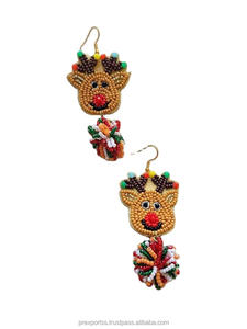 Handmade Pearl Beaded Christmas Ornament Earrings Holiday <b>Tree</b> Drop Earrings Festive Fashion Jewelry for Women Party Gift - Product Image 6