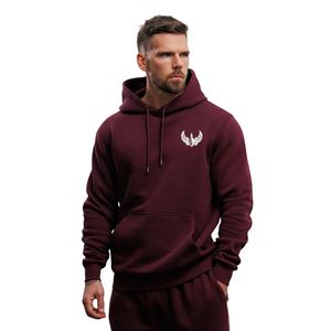 Sweat à capuche bordeaux décontracté en polaire pour homme, à manches longues, idéal pour le sport et l'hiver - Product Image 1