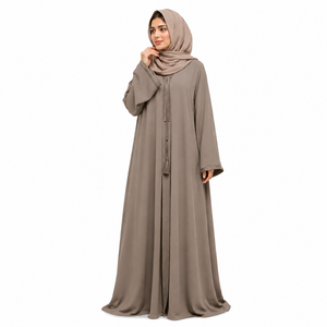 Grace Flow Abaya Moonlight Satin Abaya Pearl Line Abaya Noura Layered Abaya Modern Farasha Abaya - Product Image 4