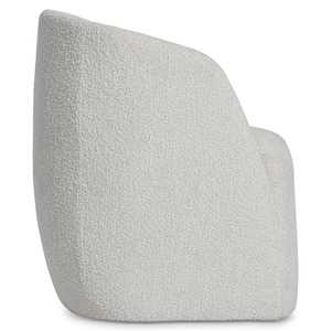 Fauteuil pivotant moderne blanc rembourré, fauteuil de loisirs incurvé pour salon et chambre à coucher - Product Image 4