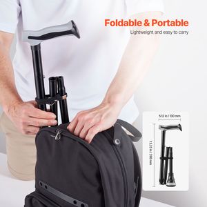 Bastone da Passeggio Pieghevole con Altezza Regolabile a 8 Livelli e Punta Girevole, Impugnatura in Schiuma per Terapia di Riabilitazione Domiciliare - Product Image 5