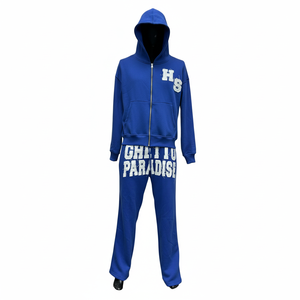 Chándales personalizados de invierno con bordado desgastado y cremallera para hombre y mujer, diseño de diseñador, tejido grueso de 400 g/m², 100 % algodón polar. - Product Image 5