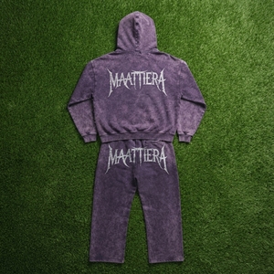 Conjunto de Sudadera Oversize Lavada Personalizada y Pantalones Anchos de Felpa para Mujer, Chándal de Algodón Estilo Urbano OEM ODM - Product Image 5