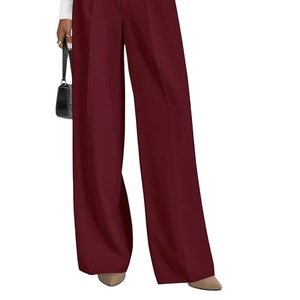 Pantalons palazzo pour femmes de haute qualité, taille haute, décontractés pour le travail, pantalons larges, pantalons longs et droits - Product Image 1