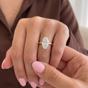 3.01CT Oval Cut Lab Grown Diamond Engagement Ring 14K Yellow Gold Solitaire Wedding Ring IGI Certified Anniversary <b>Gift</b> <b>for</b> <b>Her</b> - Product Image 3