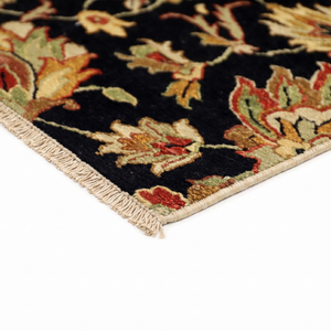 Tapis épais en laine tufté à la main, motif botanique moderne à bordure florale noire, écologique, antidérapant, beige, rouille, olive - Product Image 5