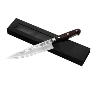 Couteau de chef professionnel LEGACY BLADES moderne en acier Damas, 8 pouces, forgé à la main, ambidextre, compatible lave-vaisselle, manche en bois, couteau de cuisine - Product Image 1