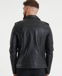 Men's Black PU Leather Moto <b>Jacket</b> Turn-down Collar Zipper Closure Slim Fit Autumn Wear - Product Image 2
