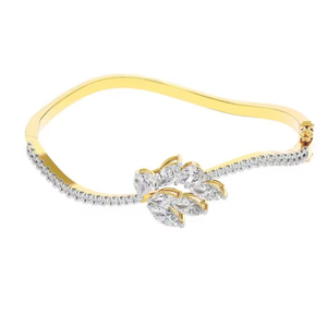 IGI Certified Lab Grown Round / Marquise & Pear Diamond Floral Designer <b>Bangle</b> <b>Bracelet</b> in 14K Yellow / White / Rose Gold - Product Image 1