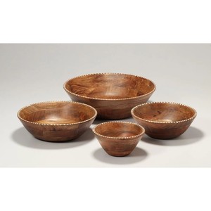 Mango <b>Wood</b> <b>Rustic</b> Fruit Bowl Set Wholesale - Natural Finish Handcrafted - Product Image 1